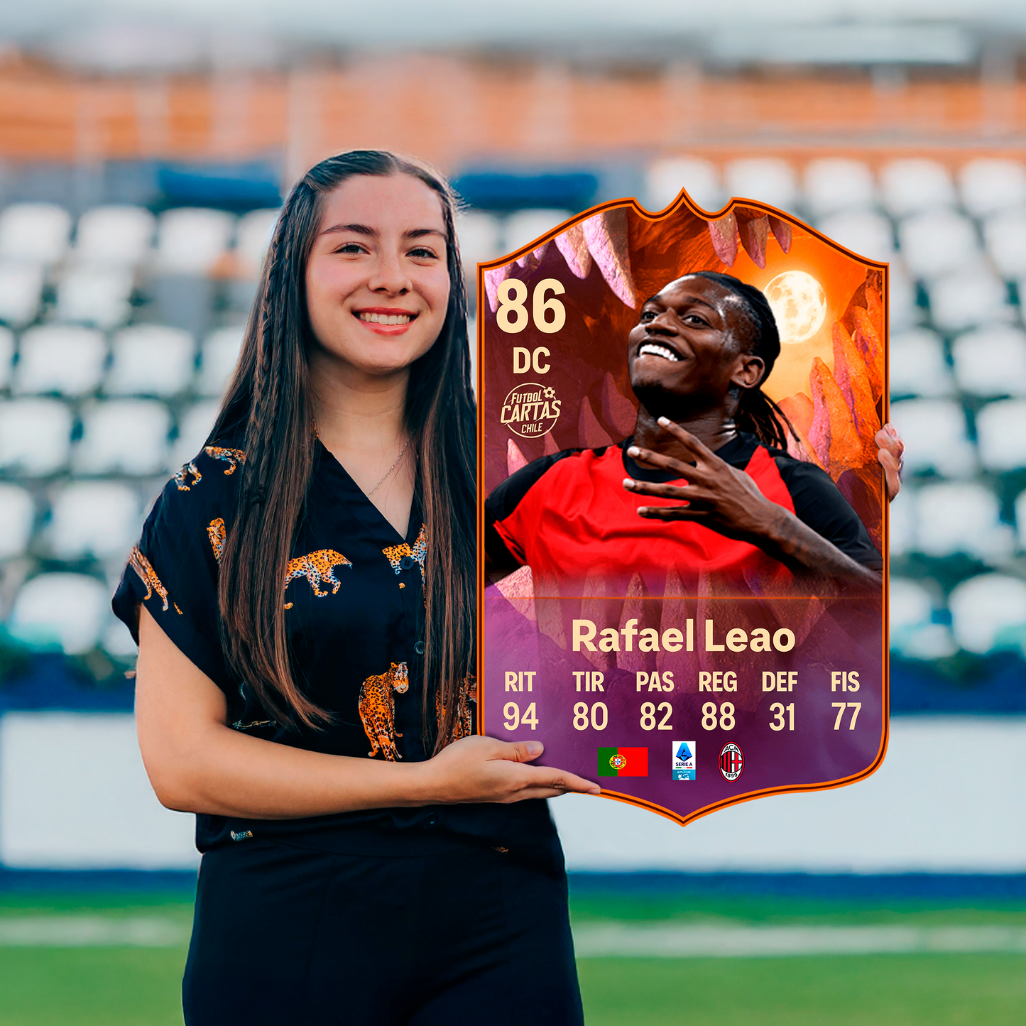 Carta Rafa Leao SCREAM FC 26 carta con modelo