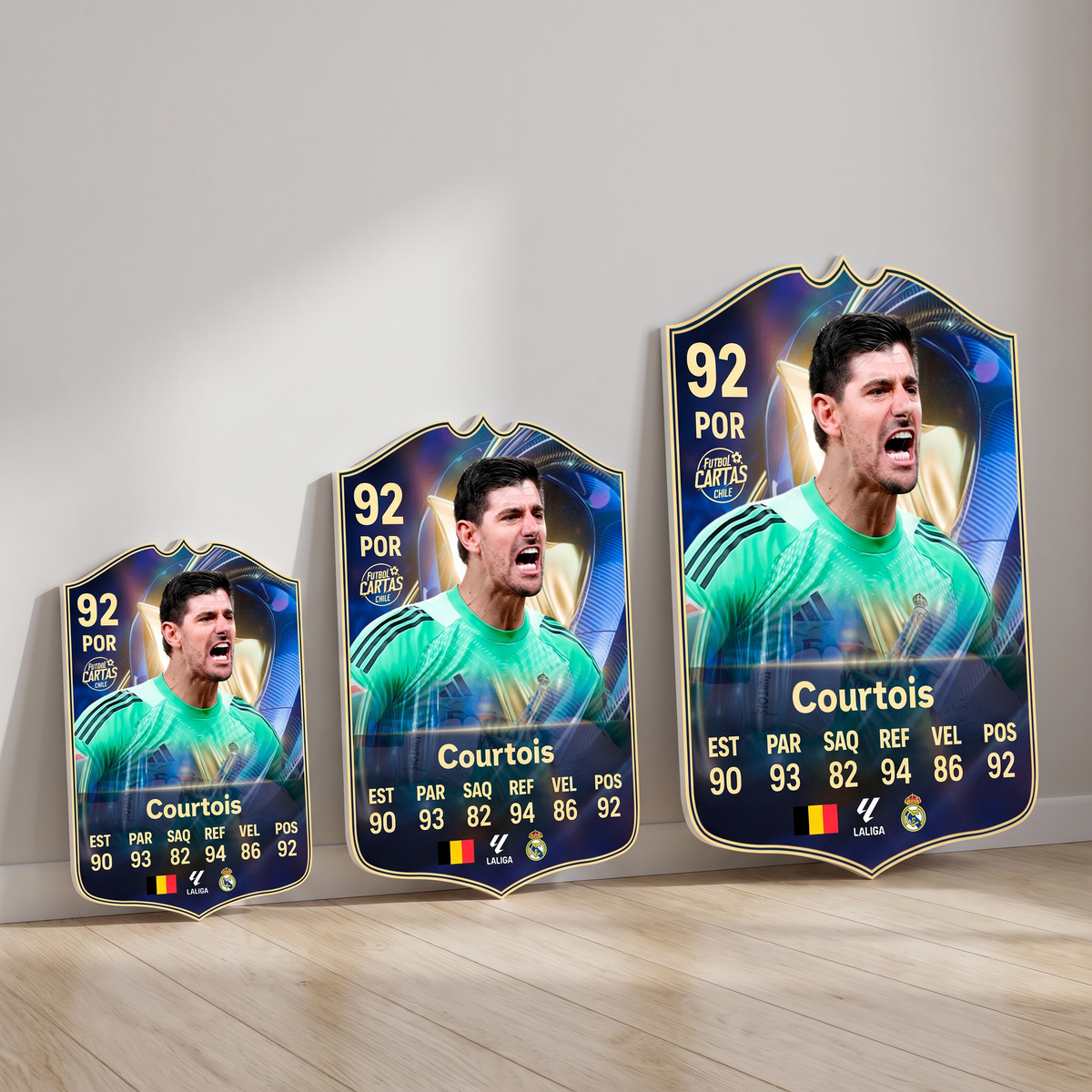 Carta Courtois TOTS FC26 en tamaños Cadete, Profesional y Leyenda