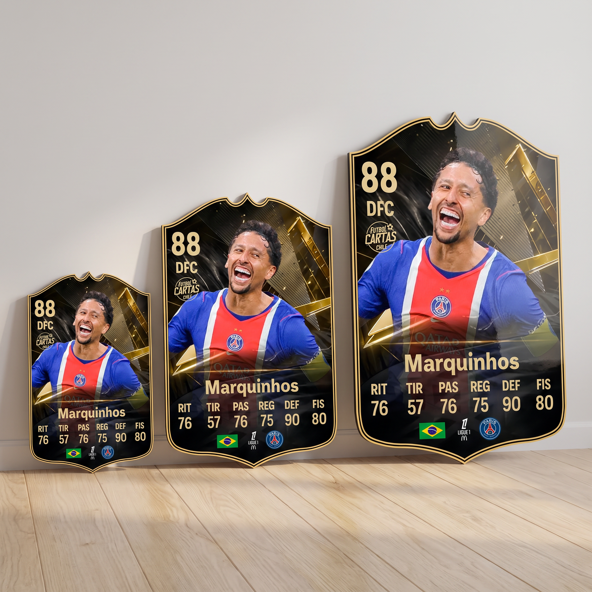 Carta Marquinhos TOTW FC27 en tamaños Cadete, Profesional y Leyenda