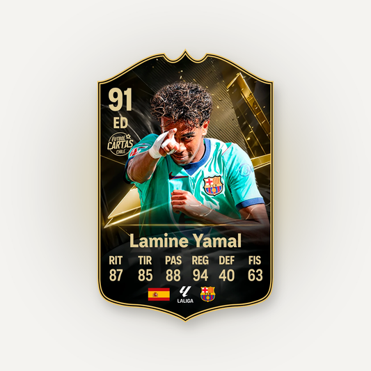 Carta Lamine Yamal TOTW FC27 en tamaño real