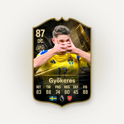 Carta Viktor Gyökeres TOTW FC27 en tamaño real