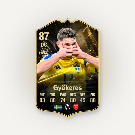 Carta Viktor Gyökeres TOTW FC27 en tamaño real