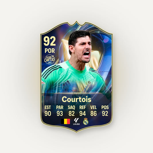 Carta Courtois TOTS FC26 en tamaño real