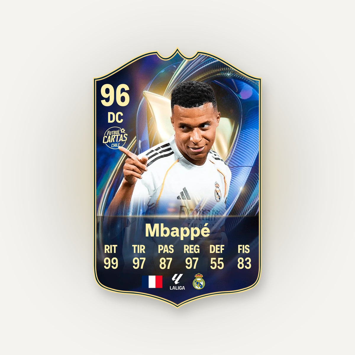 Carta Mbappé TOTS FC26 en tamaño real