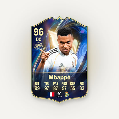 Carta Mbappé TOTS FC26 en tamaño real