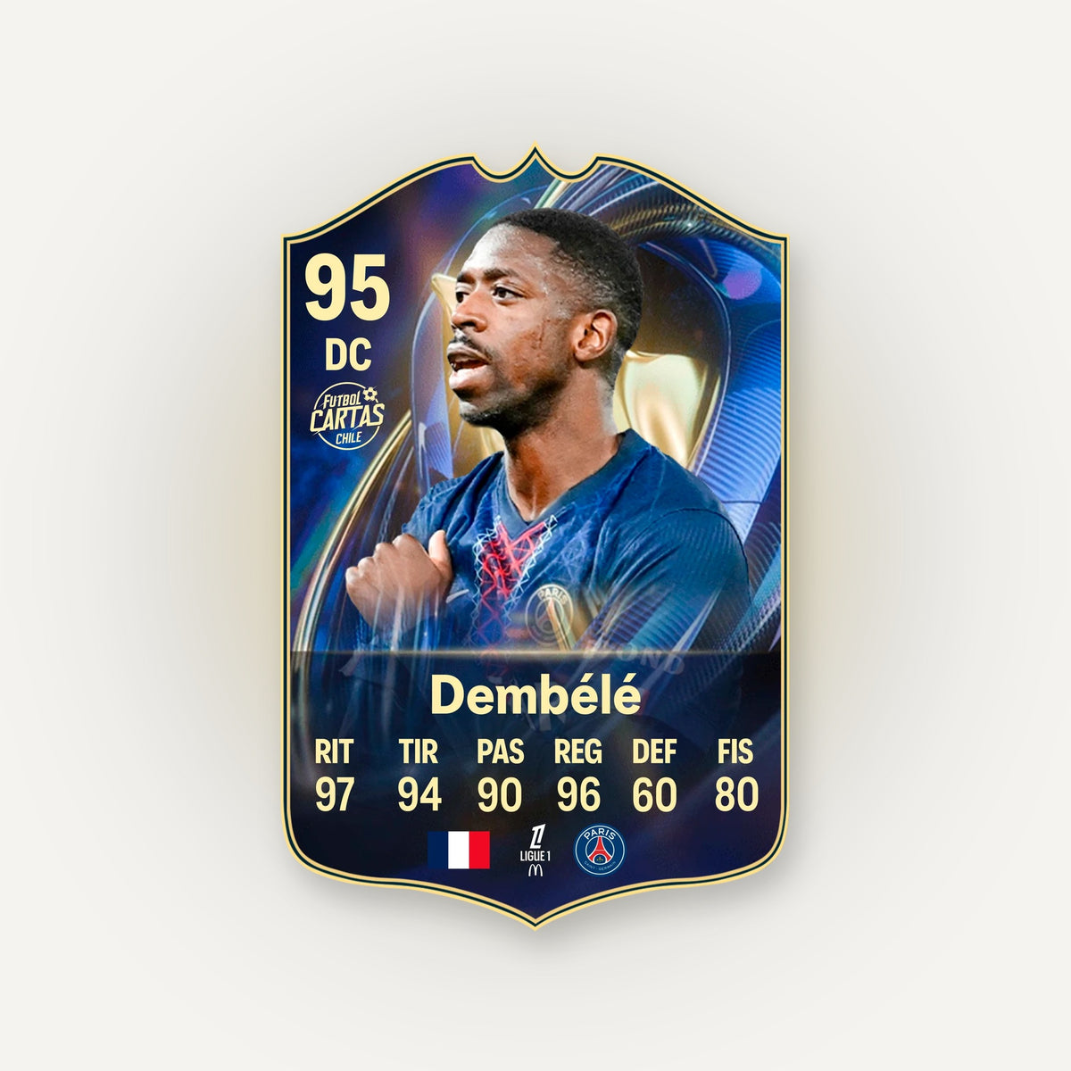 Carta Dembélé TOTS FC26 en tamaño real