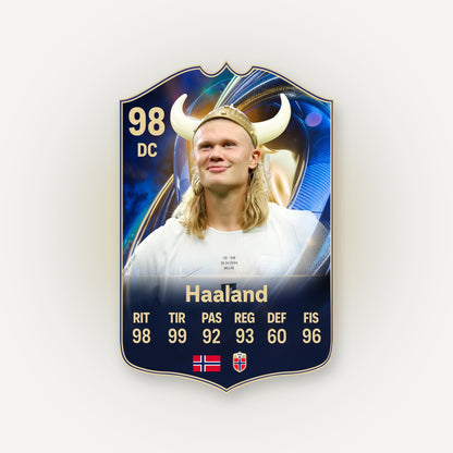 Carta Haaland TOTS FC26 en tamaño real