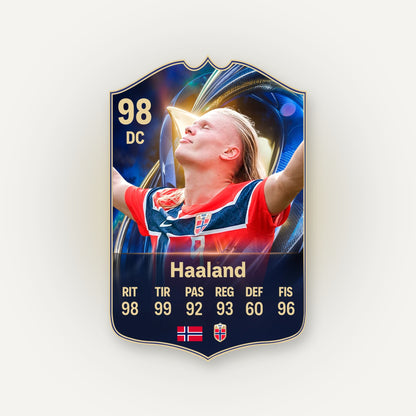 Carta Haaland TOTS FC26 en tamaño real