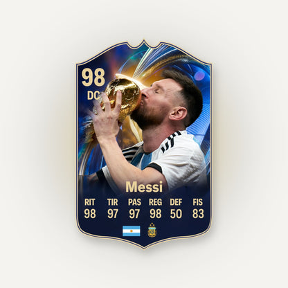 Carta Messi TOTS FC26 en tamaño real