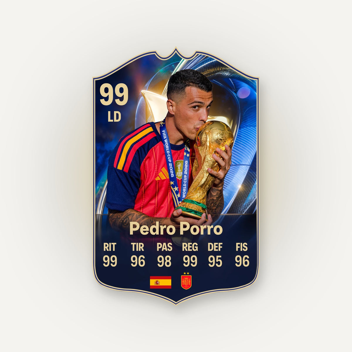 Carta Pedro Porro TOTS FC26 en tamaño real