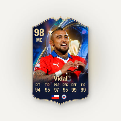 Carta Arturo Vidal TOTS FC26 en tamaño real