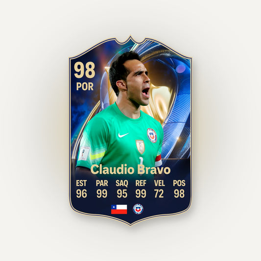 Carta Claudio Bravo TOTS FC26 en tamaño real