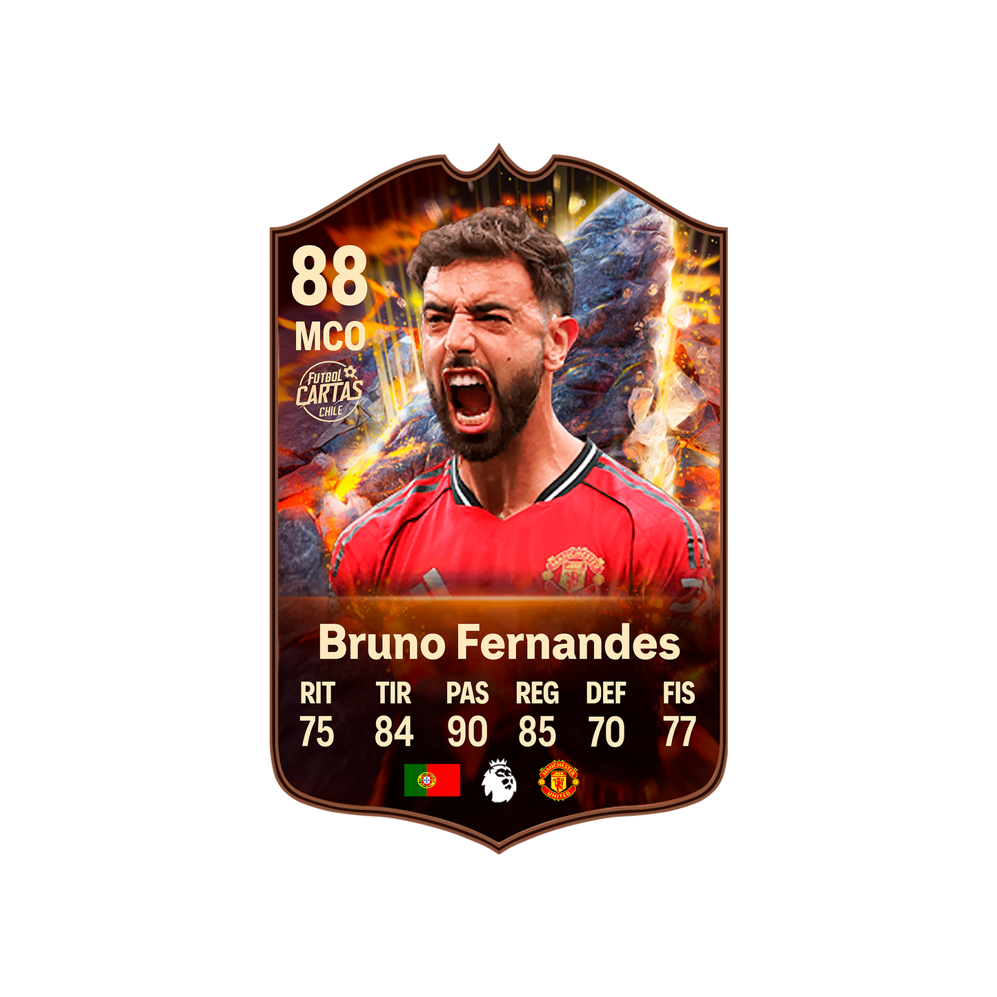 Carta Bruno Fernandes CORNERSTONES FC 26 carta con modelo