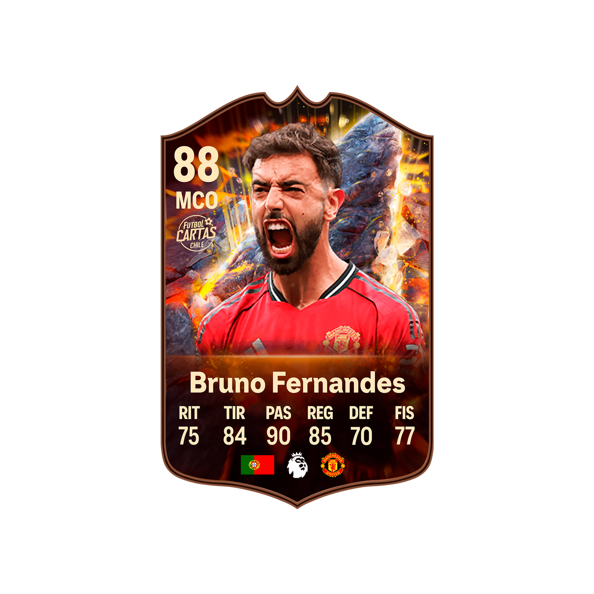 Carta Bruno Fernandes CORNERSTONES FC 26 carta con modelo