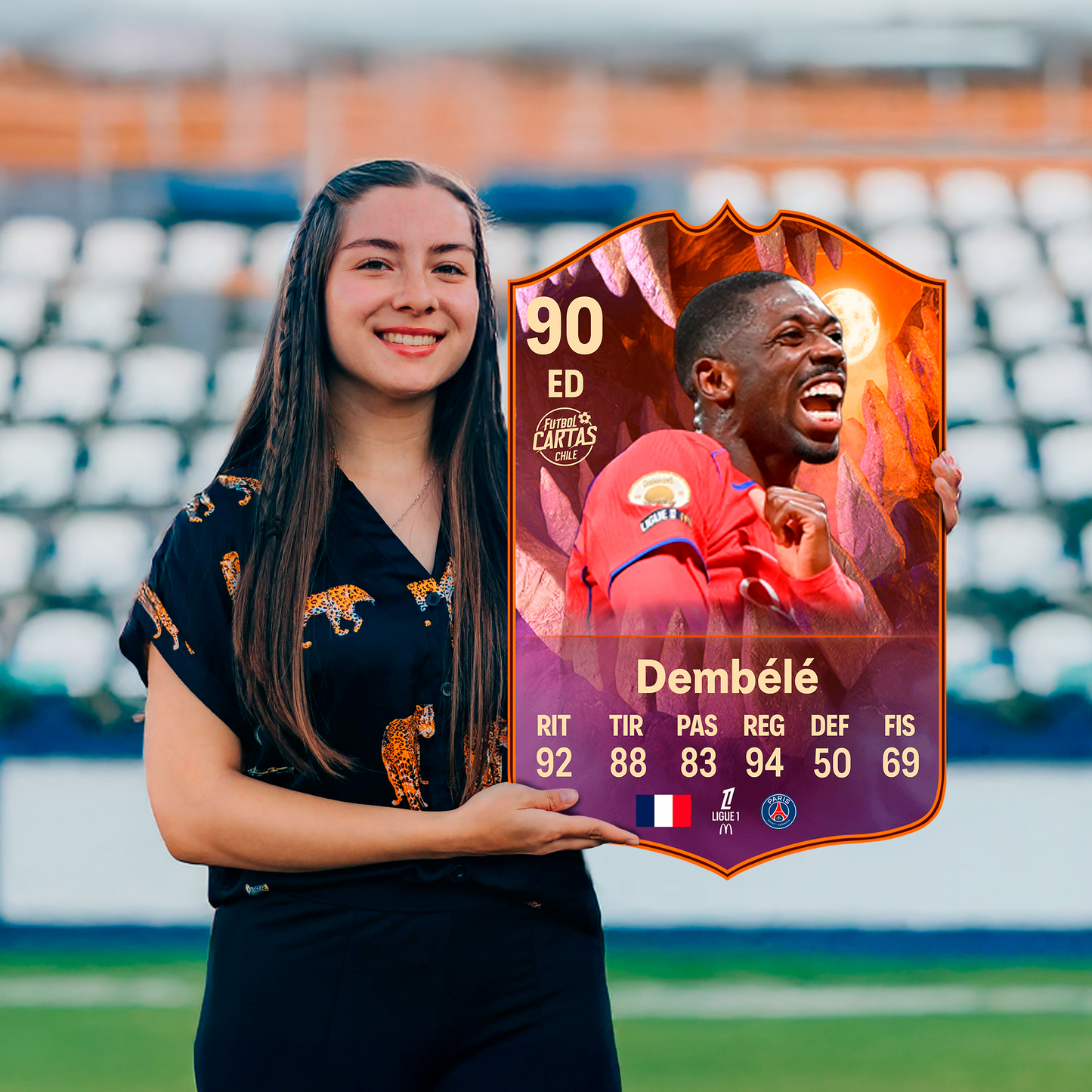 Carta Dembele SCREAM FC 26 carta con modelo