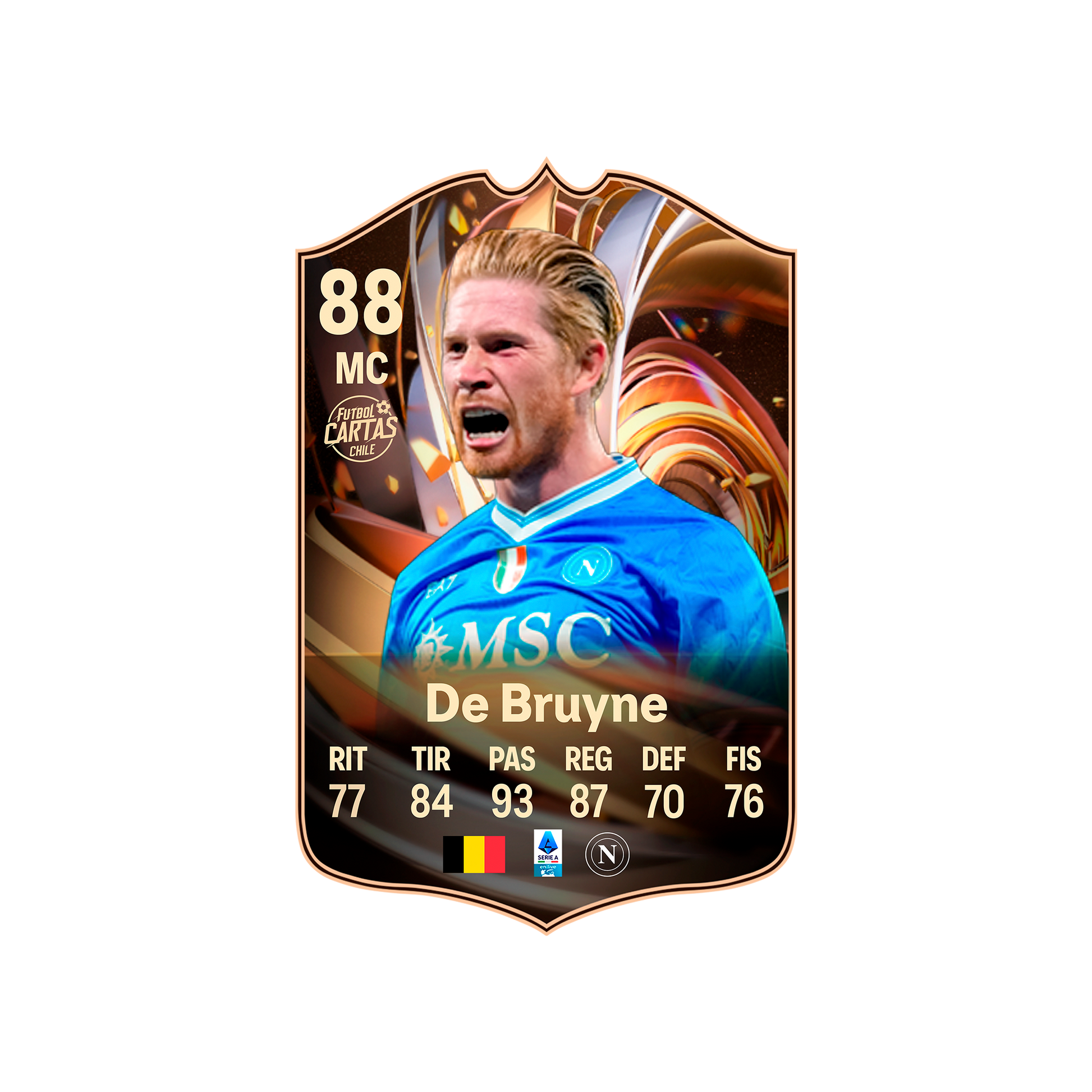 Carta Kevin De Bruyne RATING RELOAD FC 26 carta con modelo