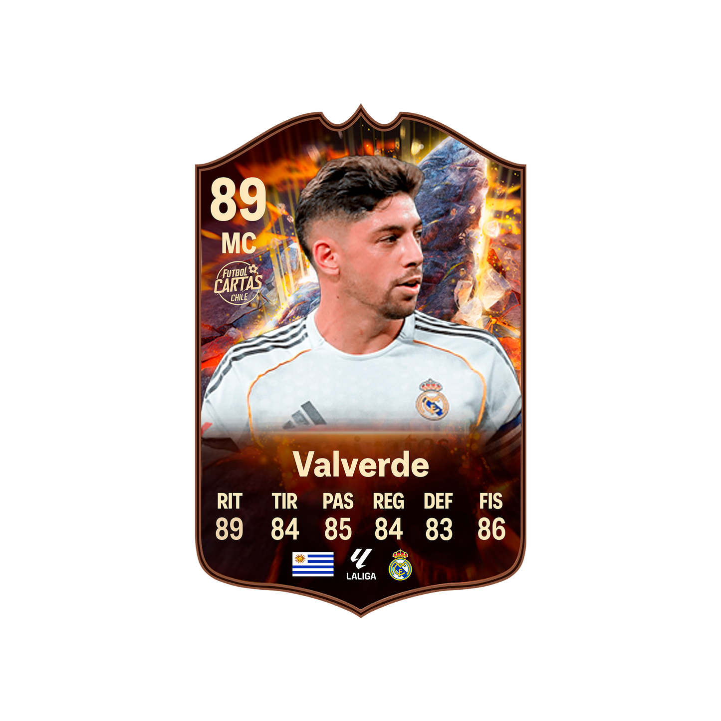 Carta Fede Valverde CORNERSTONES FC 26 carta con modelo