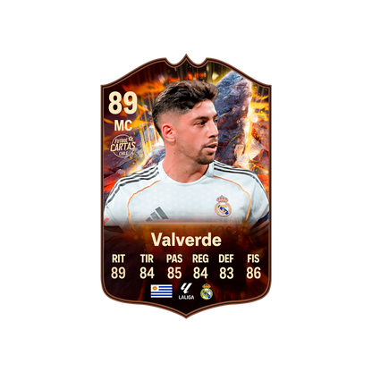 Carta Fede Valverde CORNERSTONES FC 26 carta con modelo