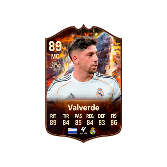 Carta Fede Valverde CORNERSTONES FC 26 carta con modelo