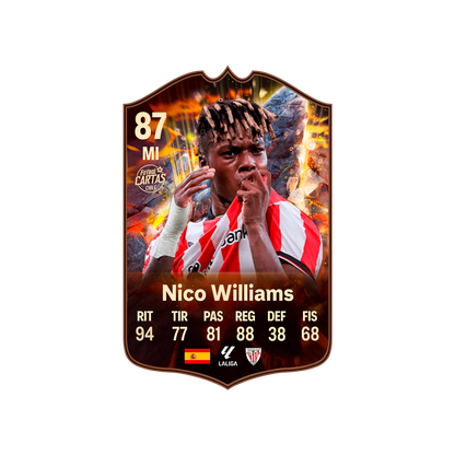 Carta Nico Williams CORNERSTONES FC 26 carta con modelo