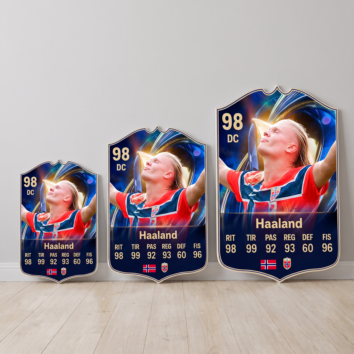 Carta Haaland TOTS FC26 en tamaños Cadete, Profesional y Leyenda