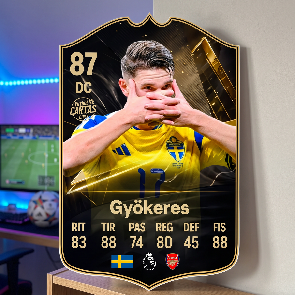 Carta Viktor Gyökeres TOTW FC27 de decoración en una pieza gamer