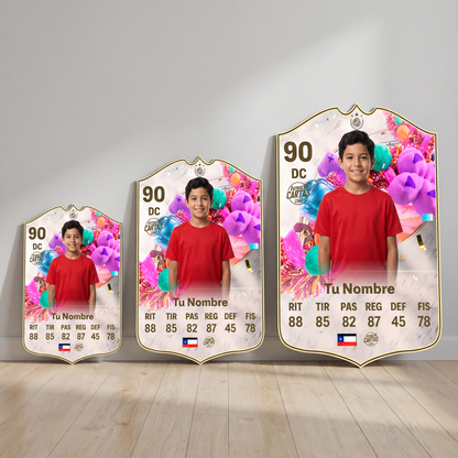 Carta personalizada FUT Birthday Icon FC26 en sus tres tamaños