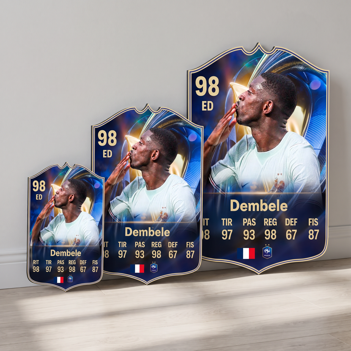 Carta Dembélé TOTS FC26 en tamaños Cadete, Profesional y Leyenda