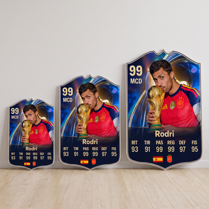 Carta Rodri TOTS FC26 en tamaños Cadete, Profesional y Leyenda