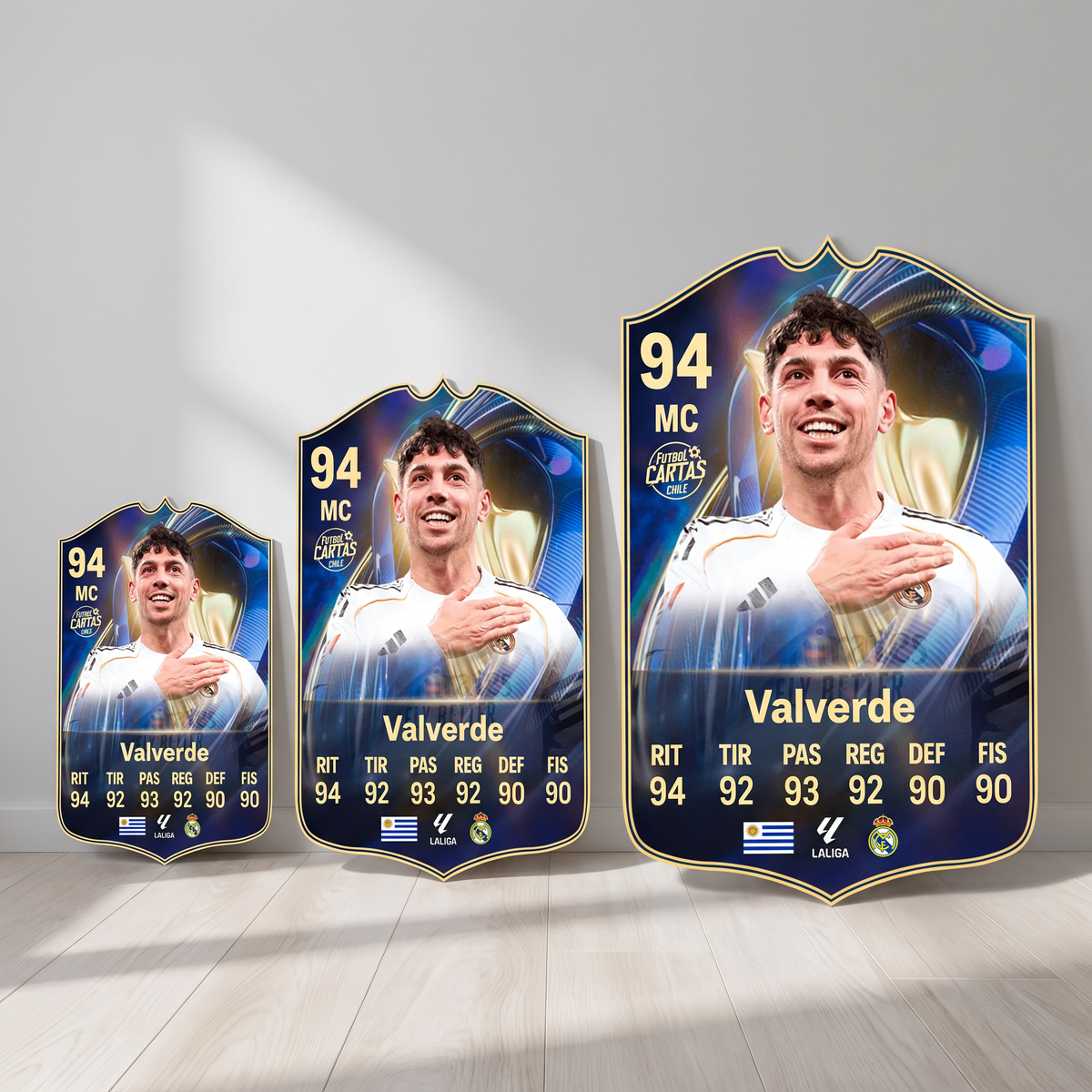Carta Fede Valverde TOTS FC26 en tamaños Cadete, Profesional y Leyenda