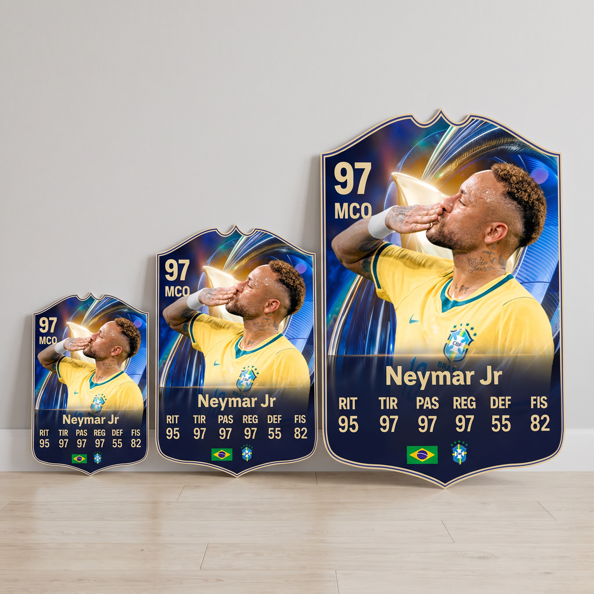 Carta Neymar Jr TOTS FC26 en tamaños Cadete, Profesional y Leyenda