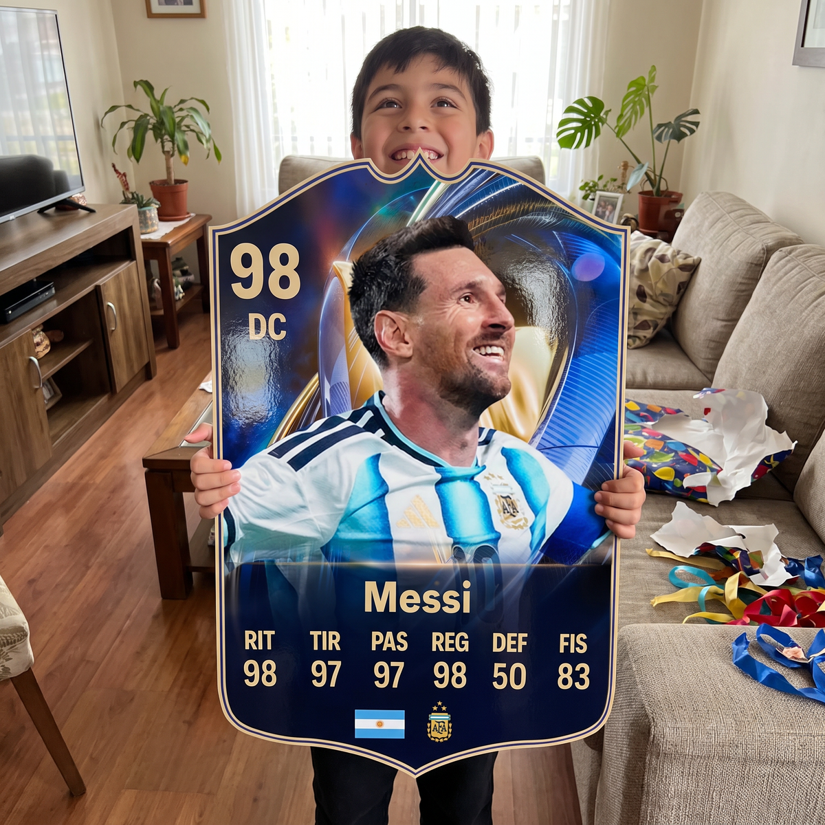 Carta Messi TOTS FC26 de regalo para un niño