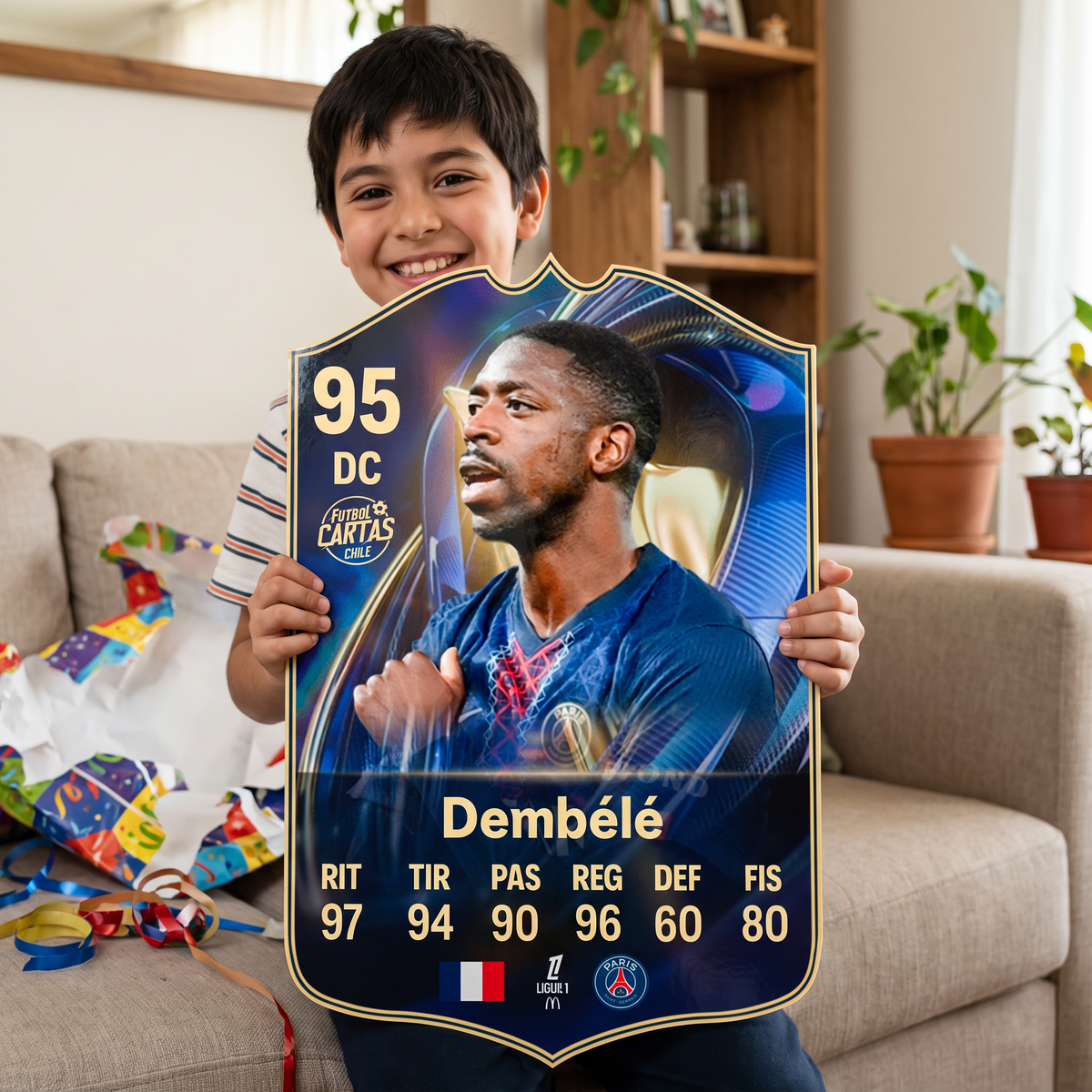 Carta Dembélé TOTS FC26 de regalo para un niño