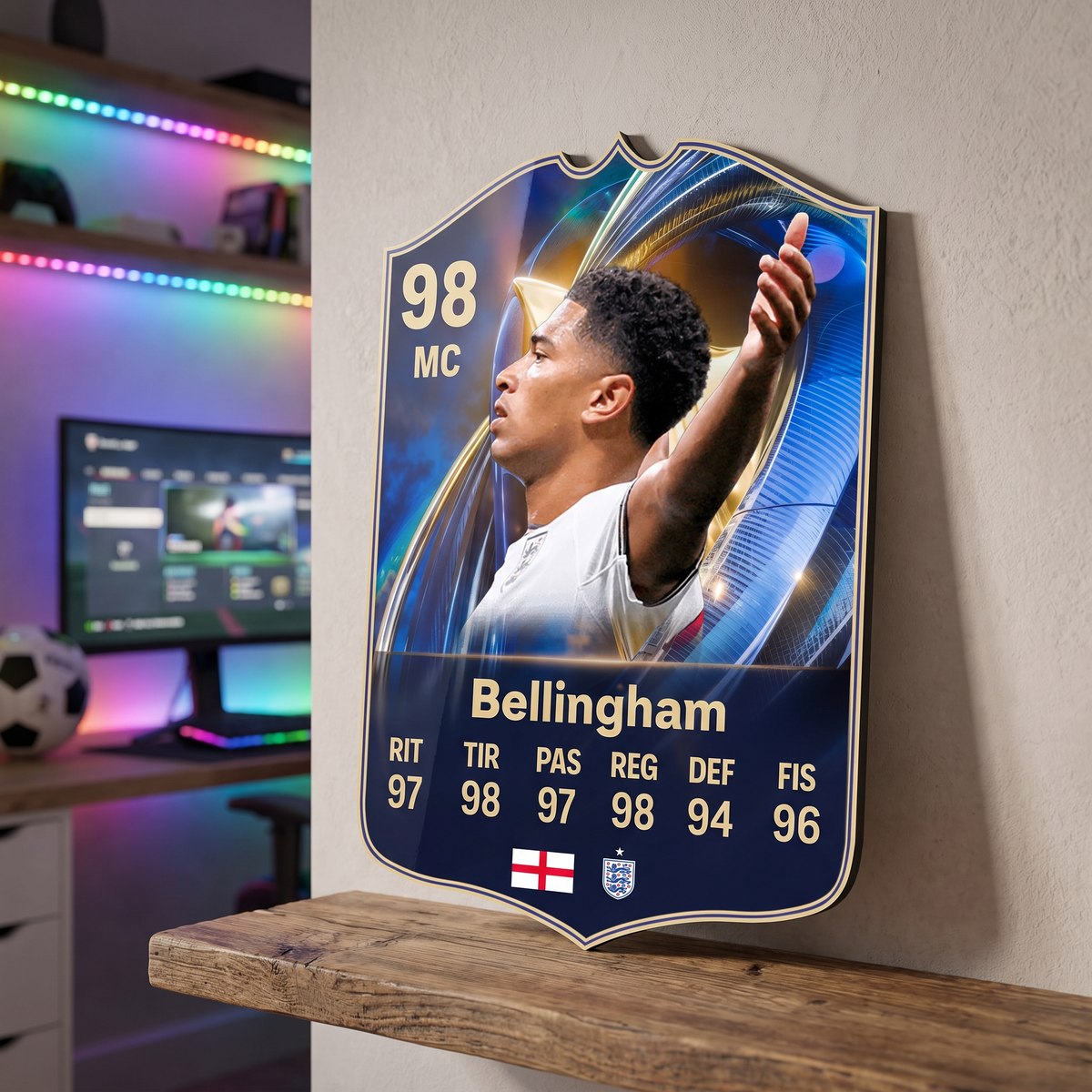 Carta Bellingham TOTS FC26 de decoración en una pieza gamer