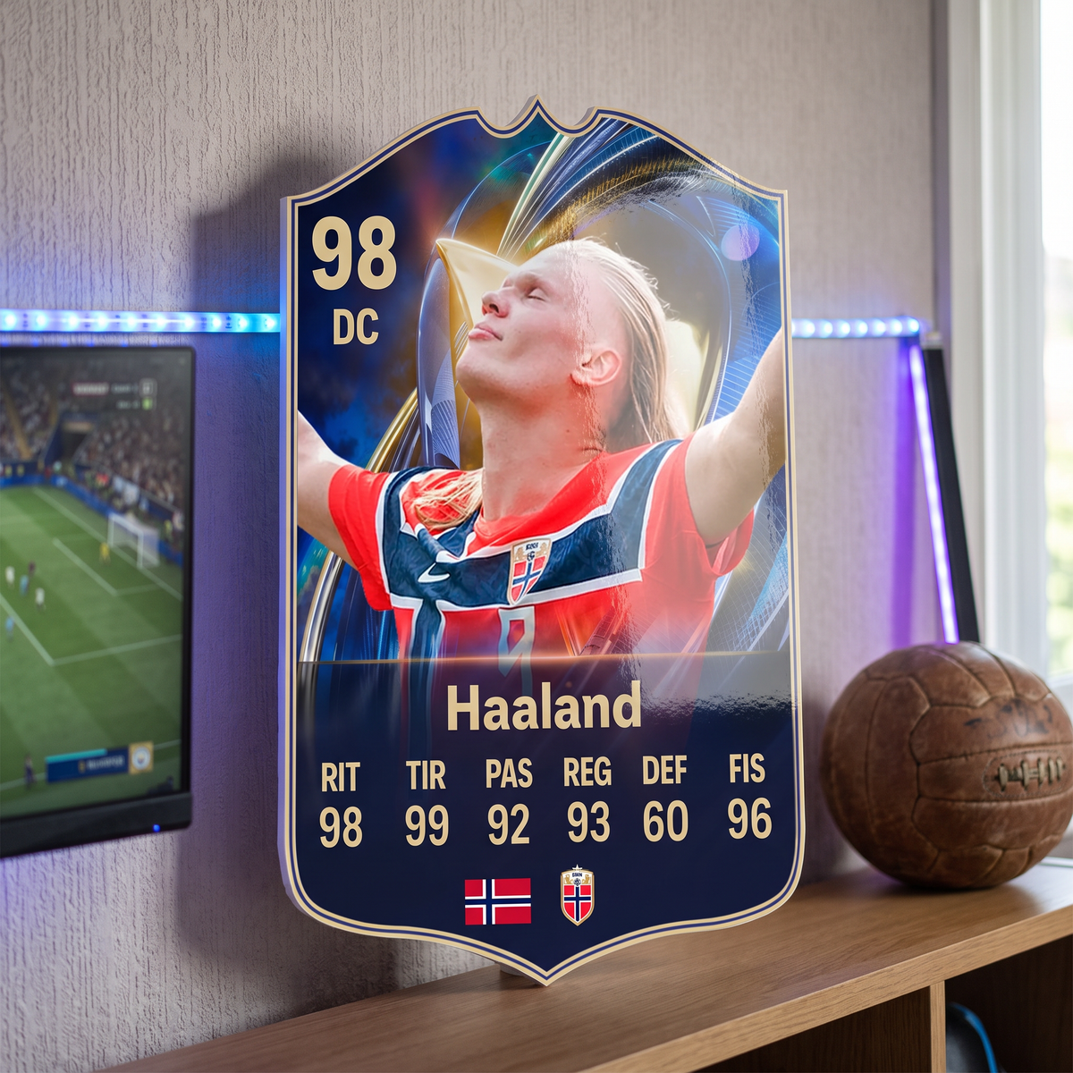 Carta Haaland TOTS FC26 de decoración en una pieza gamer