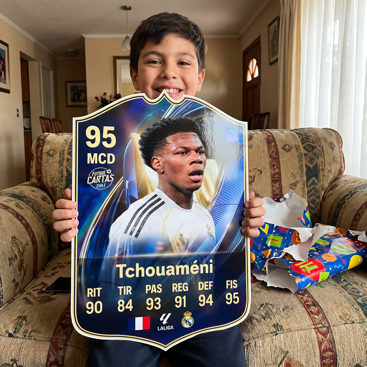 Carta Tchouaméni TOTS FC26 de regalo para un niño