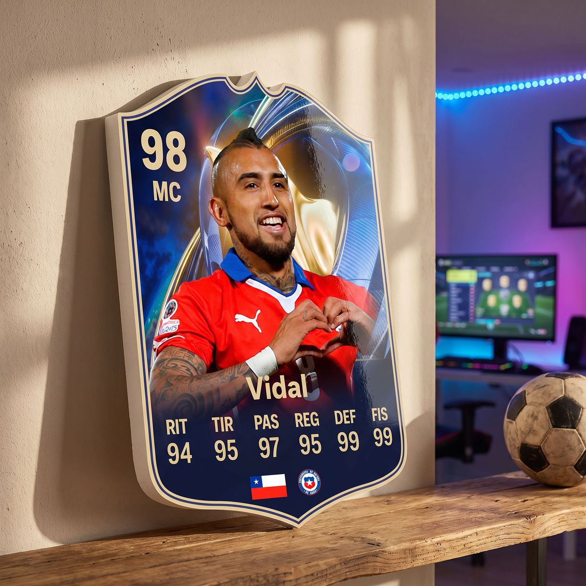 Carta Arturo Vidal TOTS FC26 de decoración en una pieza gamer