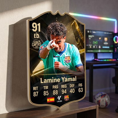 Carta Lamine Yamal TOTW FC27 de decoración en una pieza gamer