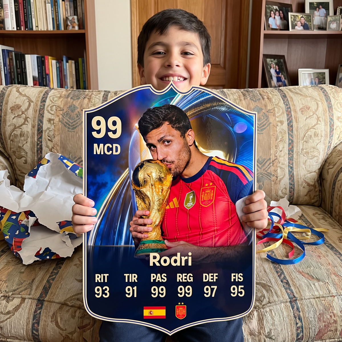 Carta Rodri TOTS FC26 de regalo para un niño