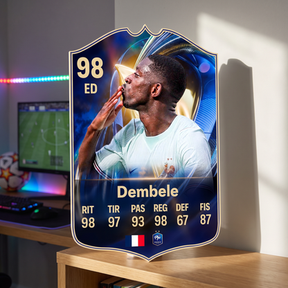 Carta Dembélé TOTS FC26 de decoración en una pieza gamer