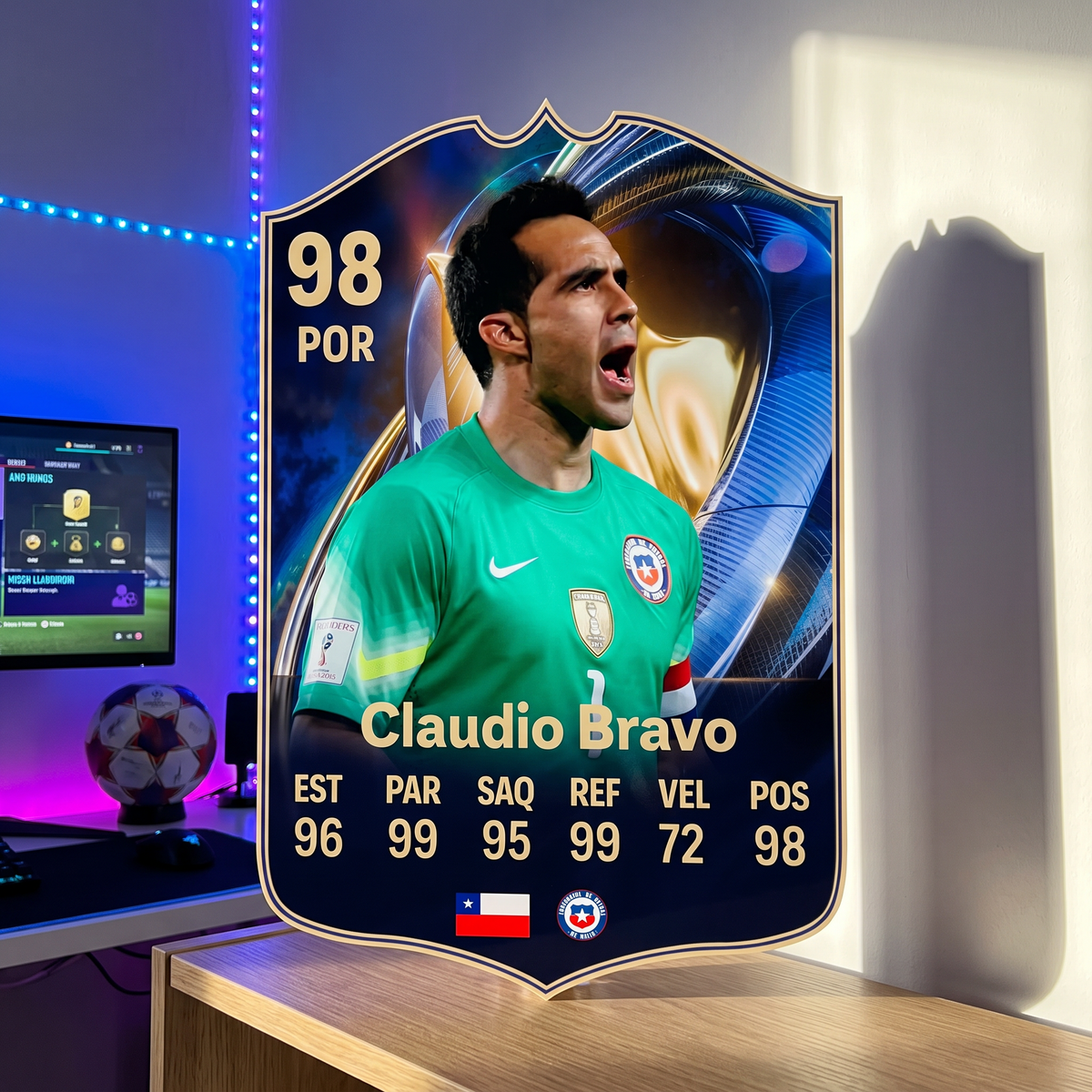 Carta Claudio Bravo TOTS FC26 de decoración en una pieza gamer
