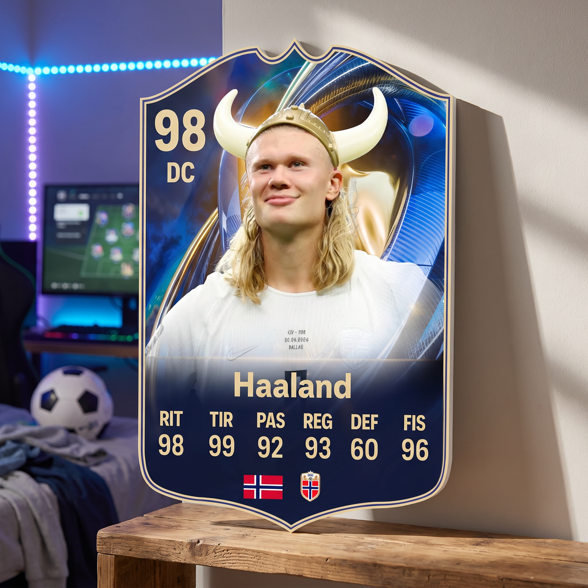 Carta Haaland TOTS FC26 de decoración en una pieza gamer
