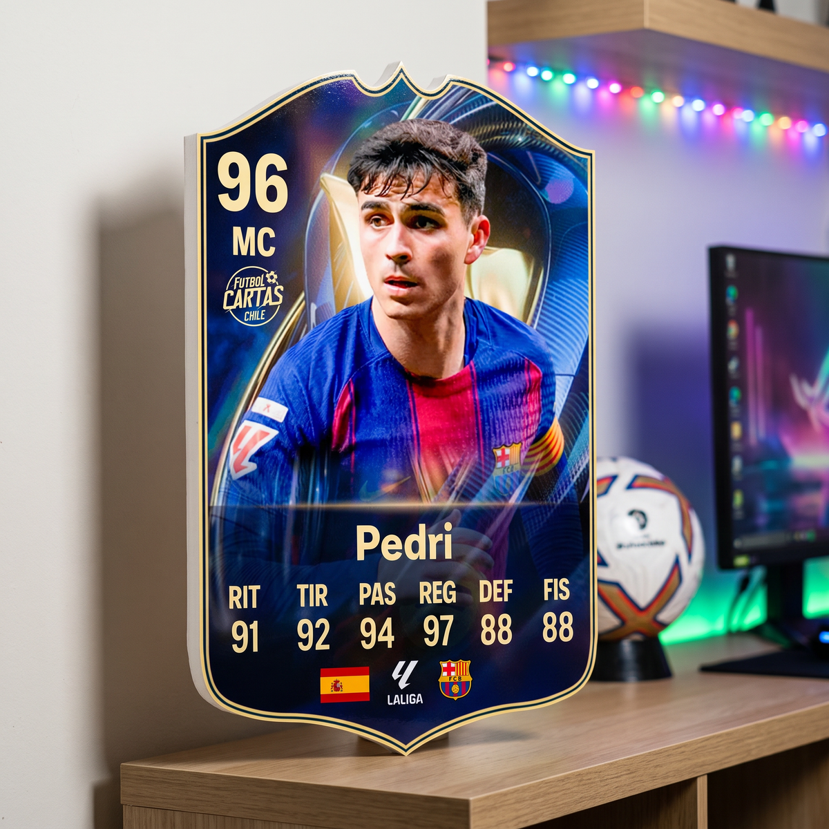 Carta Pedri TOTS FC26 de decoración en una pieza gamer