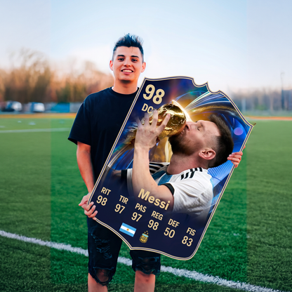Carta Messi TOTS FC26 en una cancha de fútbol
