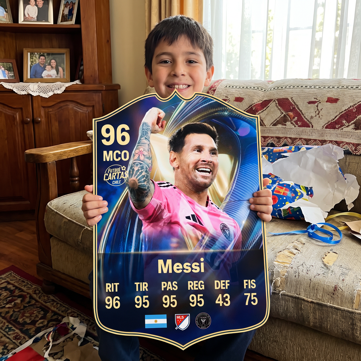 Carta Messi TOTS FC26 de regalo para un niño