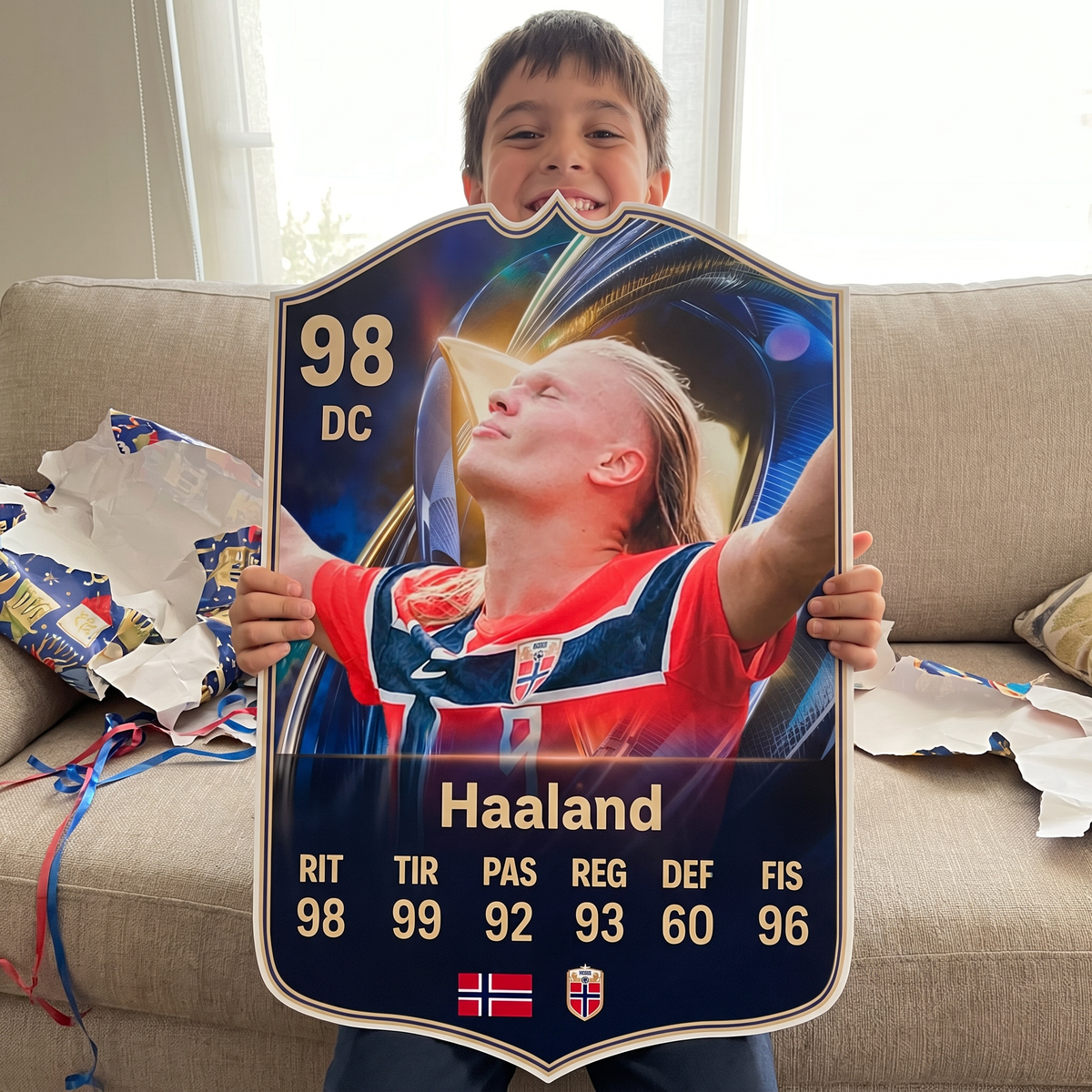 Carta Haaland TOTS FC26 de regalo para un niño