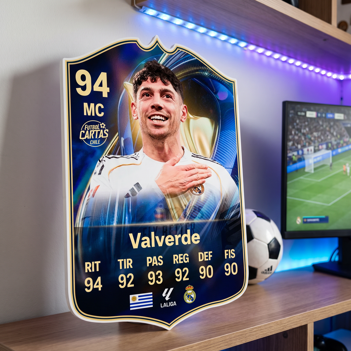 Carta Fede Valverde TOTS FC26 de decoración en una pieza gamer