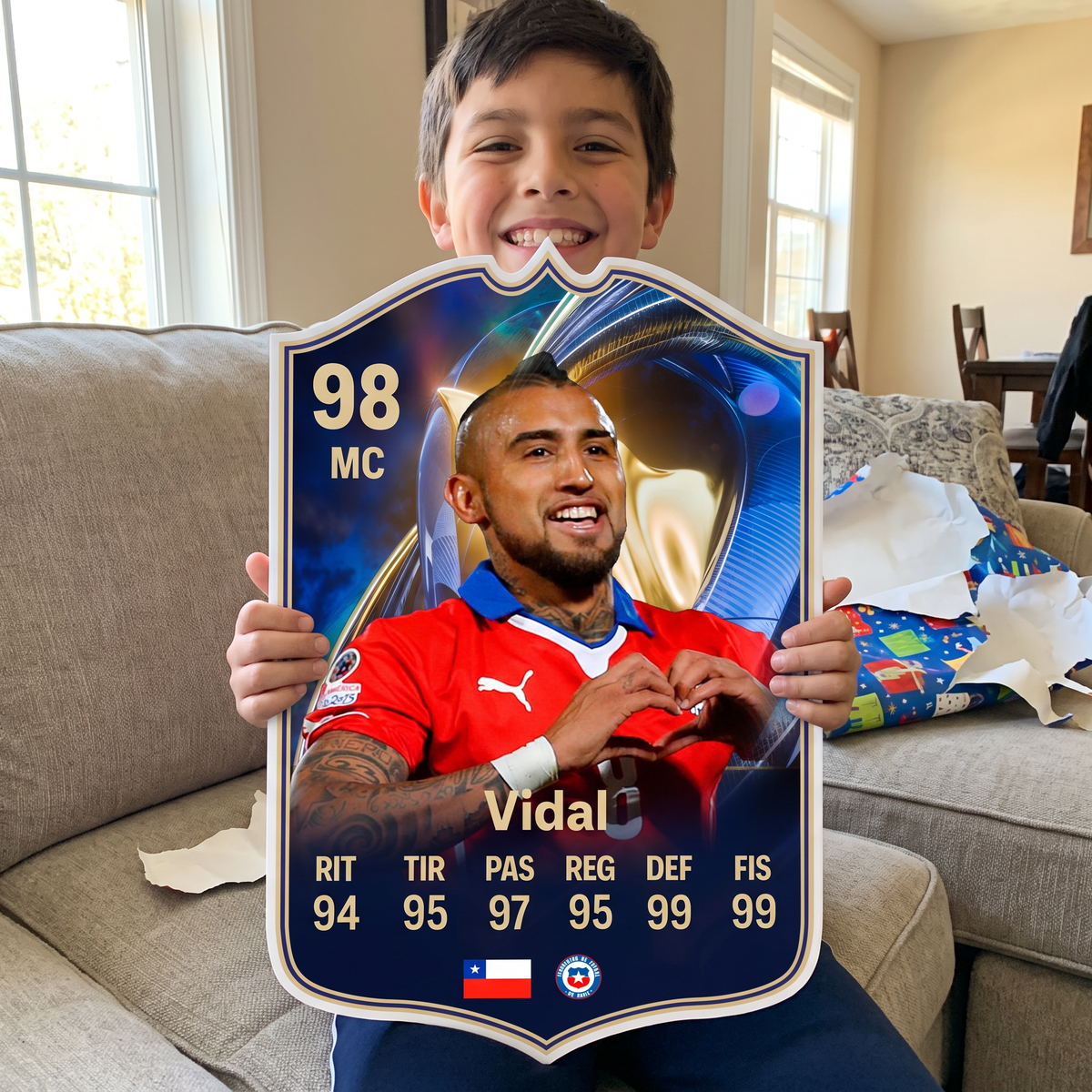 Carta Arturo Vidal TOTS FC26 de regalo para un niño