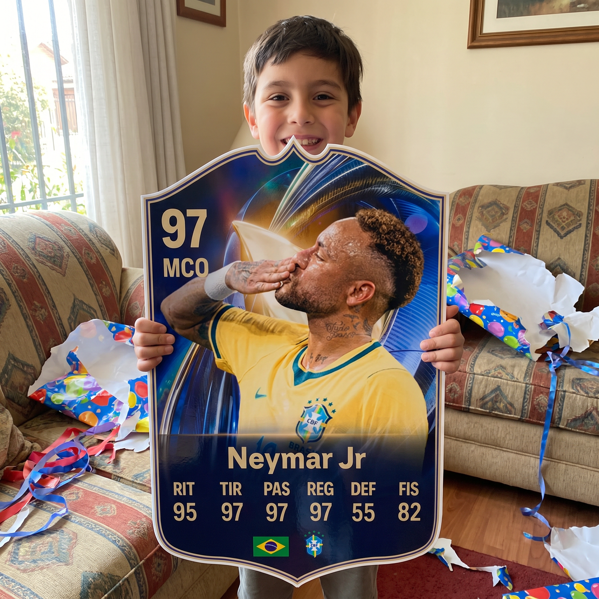 Carta Neymar Jr TOTS FC26 de regalo para un niño