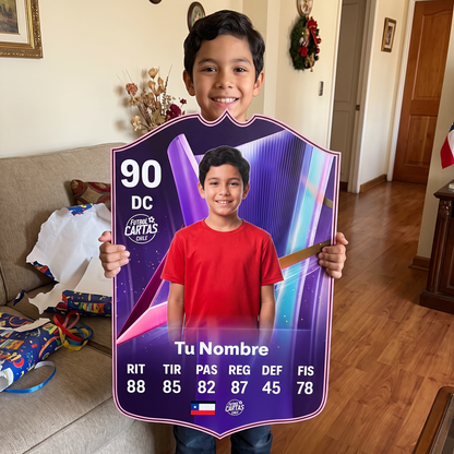 Niño feliz con su carta personalizada End of an Era FC27 de regalo